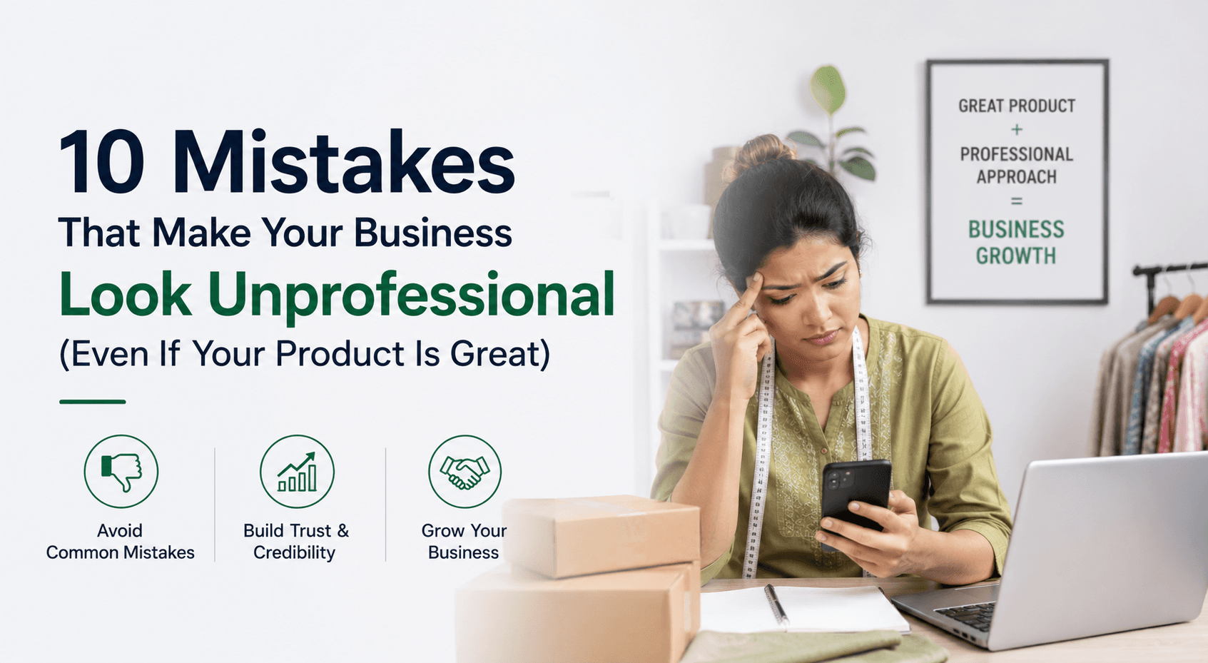 Small business owner reviewing common mistakes that hurt customer trust and sales