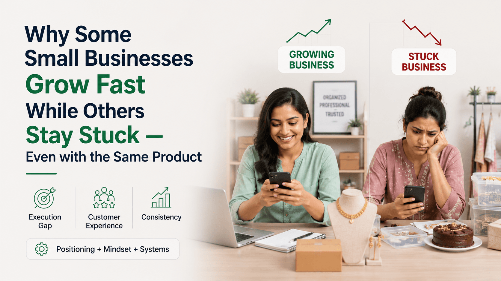 Comparison of two small businesses with similar products but different growth trajectories